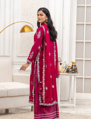 Shocking Pink Chiffon Embroidered Suit  – Maryam Fashions