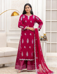 Shocking Pink Chiffon Embroidered Suit  – Maryam Fashions