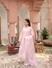 Pink Organza Embroidered Suit | Maryam Fashions