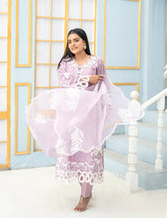 Purple Organza Embroidered Suit | Maryam Fashions