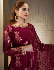 Red Chiffon Suit – Maryam Fashions