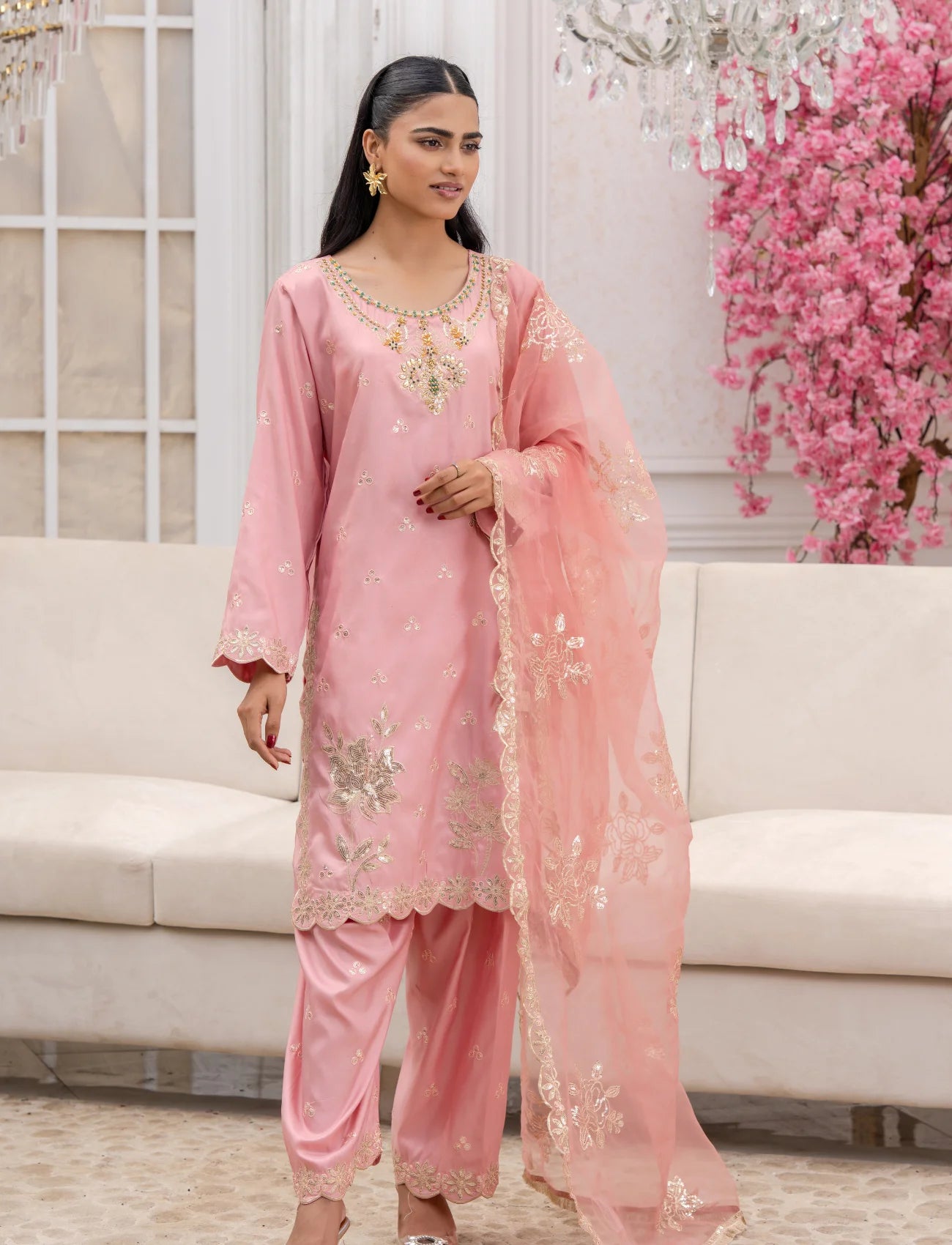 Silk Embroidered 3PC Suit – Maryam Fashions