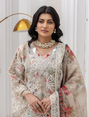 Skin Organza Embroidered Suit Online | Maryam Fashions