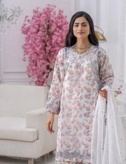 White Organza Embroidered Suit  – Maryam Fashions
