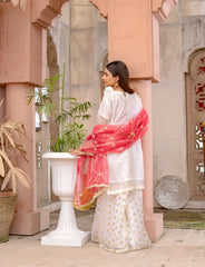 White & Red Organza Suit – Maryam Fashions