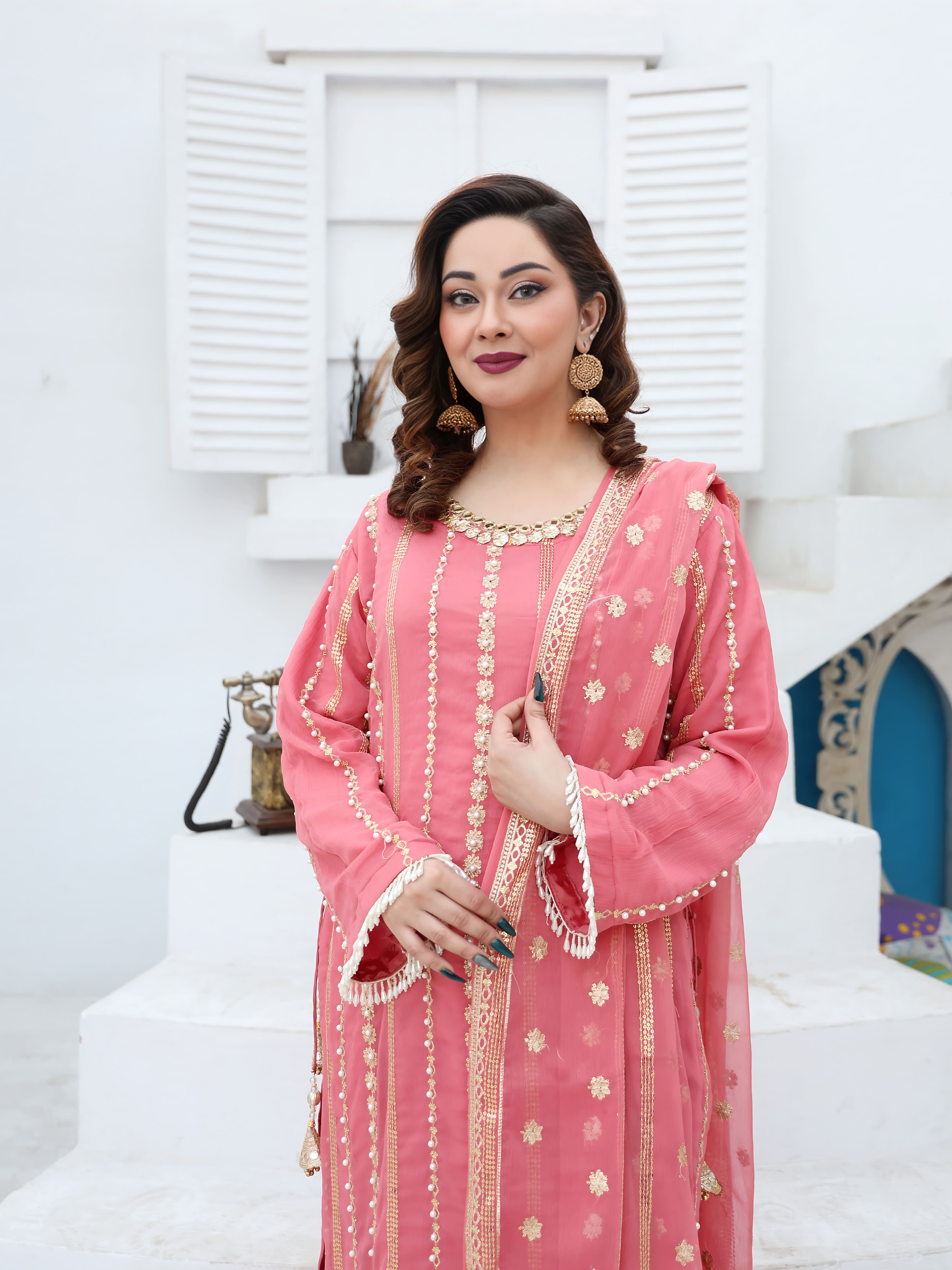 Gajri Chiffon Embroidered Suit – Maryam Fashions
