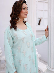 Ice Blue Embroidered Chiffon Suit – Maryam Fashions